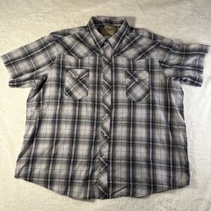 Wrangler Wrancher Western Shirt Men's 3X Pearl Snap Short Sleeve Blue Check